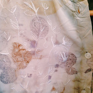 Detail of garment dyed by Shelley Morrison